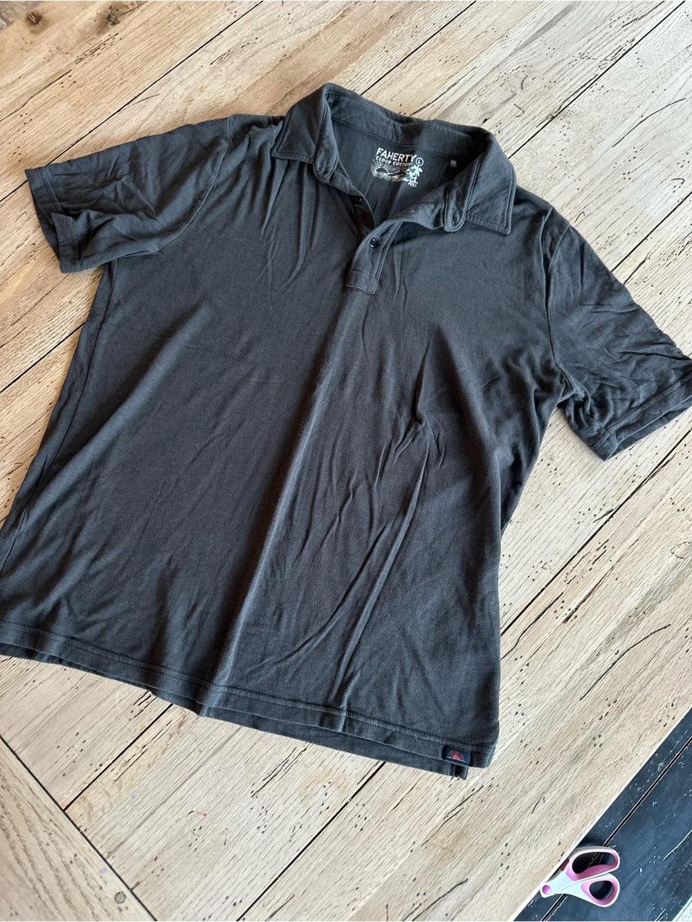 Faherty Men's Black Polo Shirt